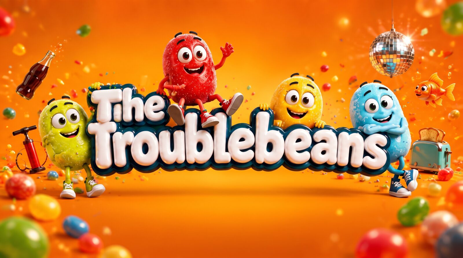 The Troublebeans – Logo mit vier Jelly Beans